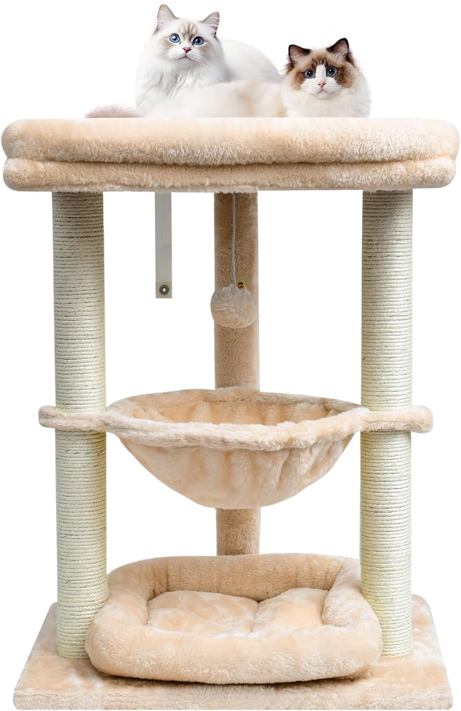 syandlvy-leopard-print-small-cat-tree-with-top-perch-hammock-bottom-bed-3-level-natural-sisal-scratching-post-tower-with-hanging-bell-ball-and-anti-tip-strap-stable-indoor-cat-furniture