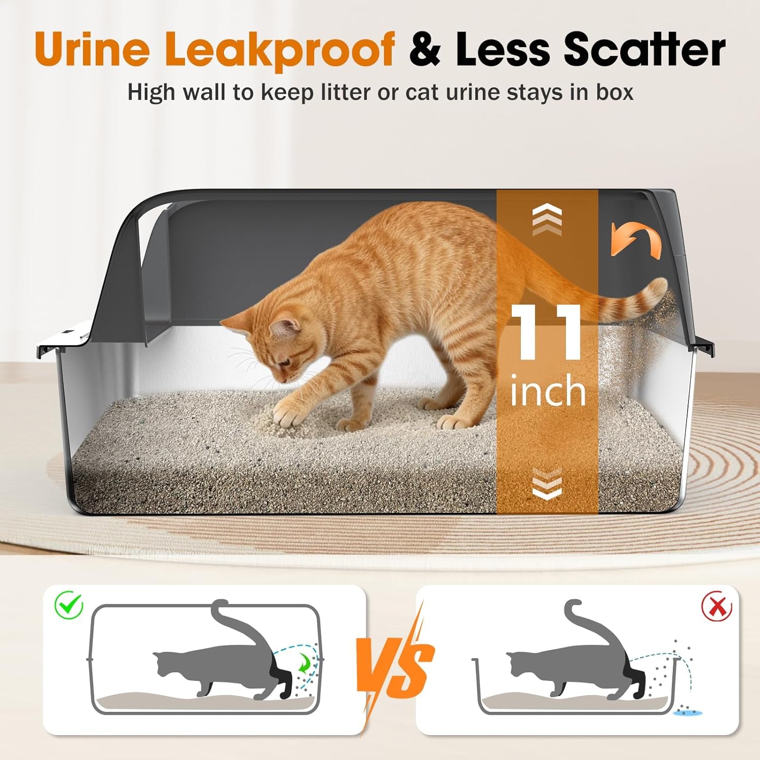 2pack-stainless-steel-litter-box-extra-large-litter-boxes-for-big-cats-xl-metal-cat-litter-box-with-lid-high-sides-anti-urine-leakage-non-sticky-scoop-included