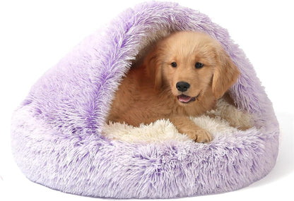 NOYAL round Hooded Donut Dog Bed for Small & Medium Pets - Plush Fluffy Anti-Anxiety Cat Cave Bed with Cover30