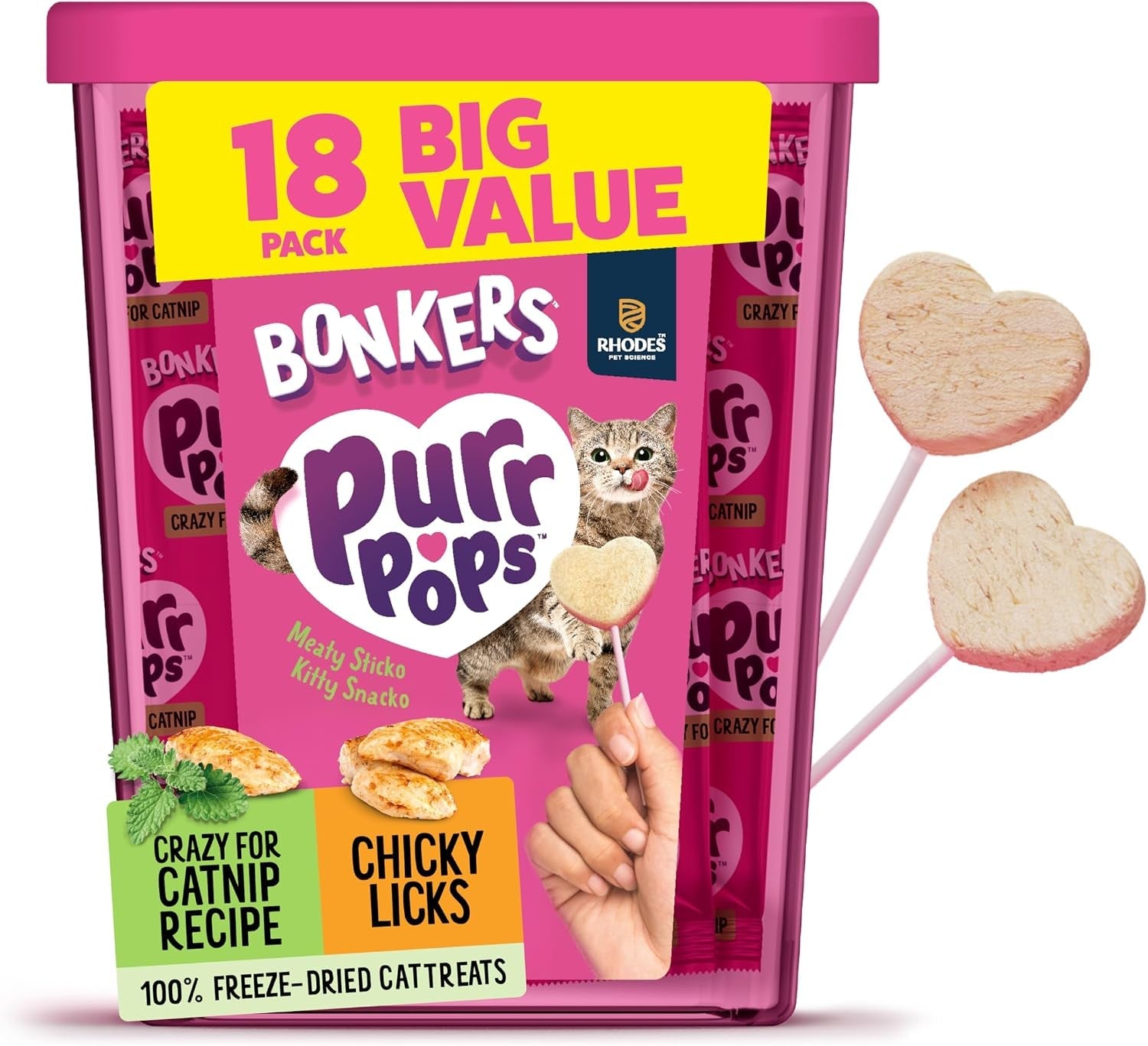 bonkers-purrpops-freeze-dried-chicken-catnip-flavor-lollipop-cat-treats-healthy-real-meat-treats-training-treats-or-food-topper-for-all-breeds-and-ages-value-pack-18-pieces