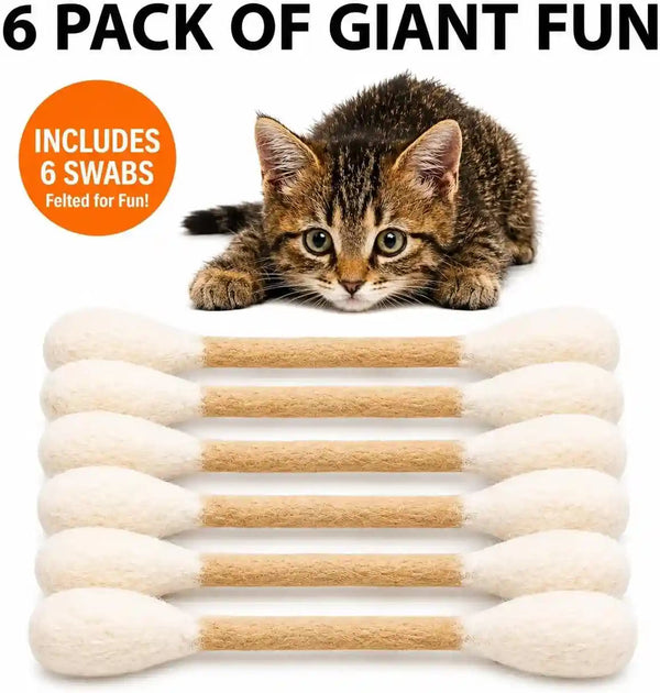 Glaciart One Swabs Cat Toys with Catnip - 6 Pk | Durable for Chew, Cute Cat Toys Interactive Kitty for Boredom, Exercise, & Play | Filled W/Organic Catnip for Anxiety & as Digestive Aid | Gift Idea6