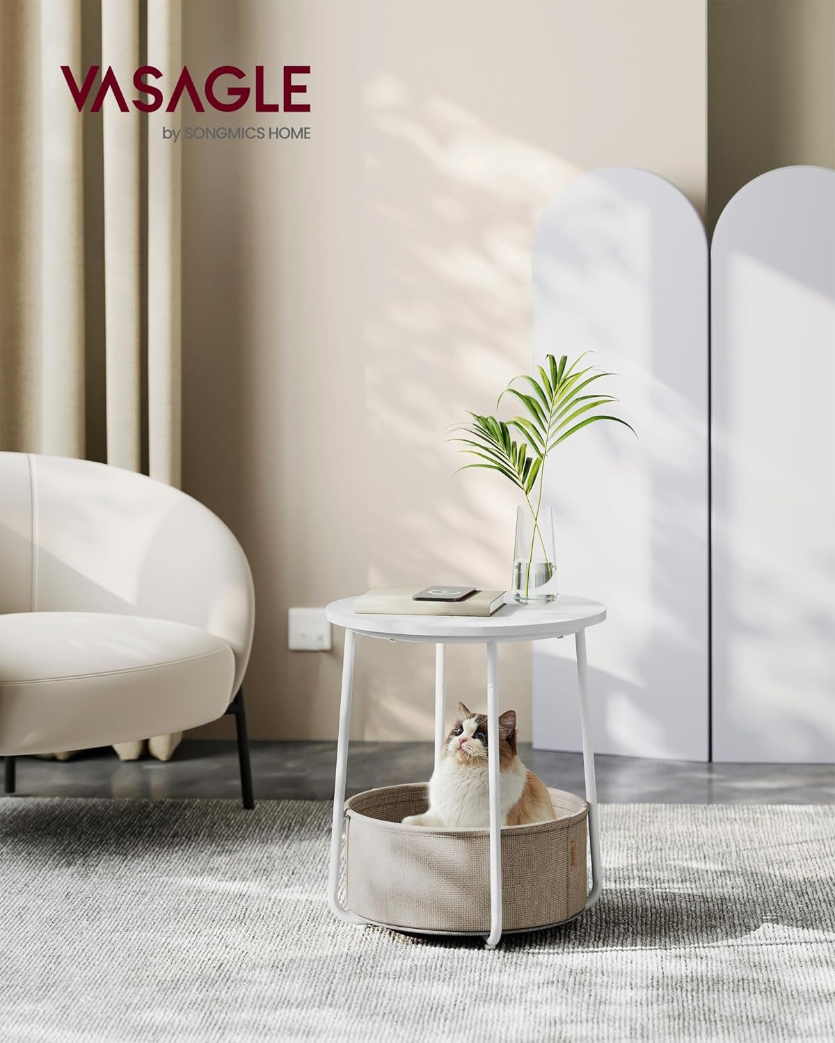 vasagle-lilea-collection-small-round-side-end-table-modern-nightstand-with-fabric-basket-matte-white-and-camel-brown-ulet223w10