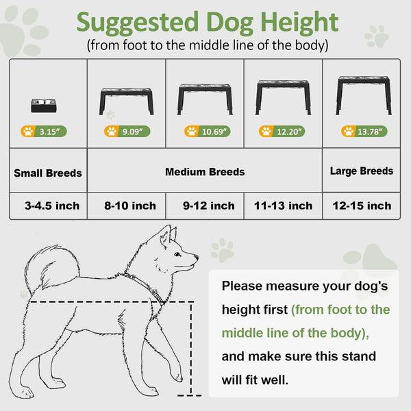 XIAZ Elevated Dog Bowls Large Breed Raised Dogs Bowl Stand Large/Medium Sized Dog Stainless Steel Food Water Bowl Stands 5 Heights Adjustable 9/11/12/14In Black Pet Feeder Dish Station8