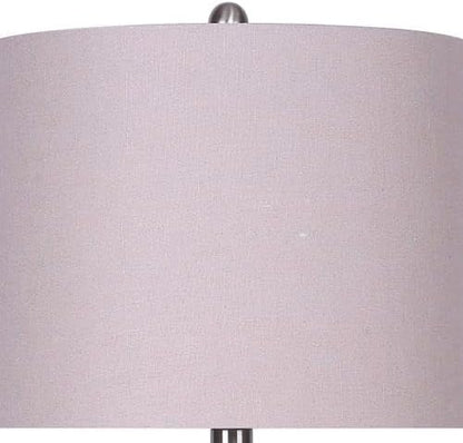 29.5" Brushed Nickel Table Lamp Set W/Grey Linen Drum Shades4