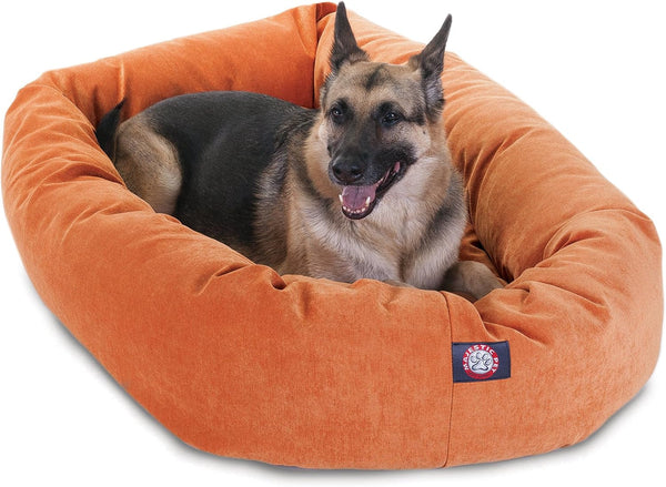 Majestic Pet 40 Inch Micro Velvet Calming Dog Bed Washable – Cozy Soft round Dog Bed with Spine for Head Support - Fluffy Donut Dog Bed 40X29X9 (Inch) – round Pet Bed Large – Pearl44