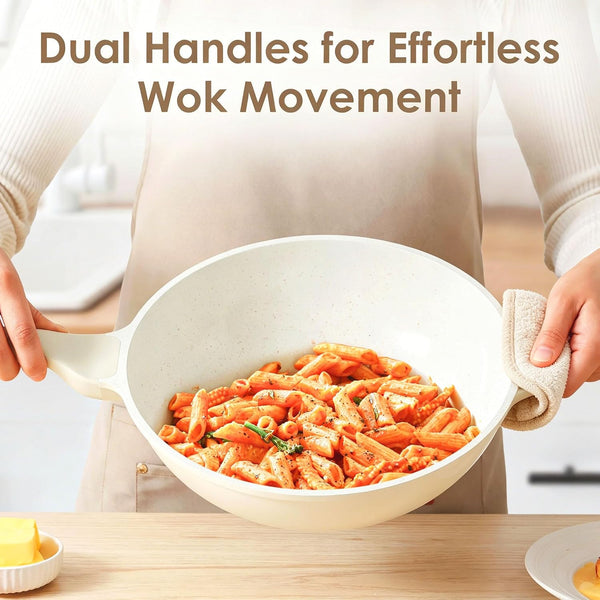 Nonstick Ceramic Wok Pan with Lid, 11Inch Non Toxic Stir-Fry Pan | PFAS Free, Induction Cookware, Even & Fast Heating, Easy to Clean, Durable, Non Stick Frying Pans Skillet, Stay-Cool Handle8