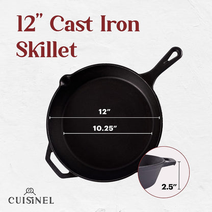 Cast Iron Skillet with Lid - 12"-Inch Frying Pan + Glass Cover + Silicone Handle Holder - PFAS and Pfoa-Free Pre-Seasoned Oven Safe Cookware - Indoor/Outdoor Use - Grill, BBQ, Fire, Stovetop4