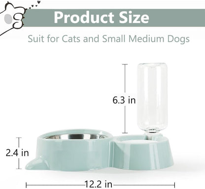 J&L VVMEET Dog Bowls, Cat Food and Water Bowl Set with Water Dispenser | Gravity Pet Feeder and Waterer Set with Detachable Stainless Steel Bowl Automatic Water Refill for Cats Dogs Puppy Rabbit5