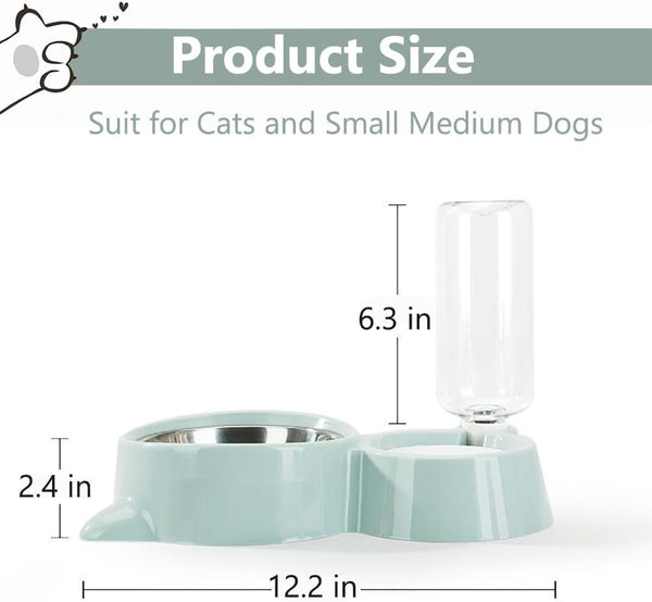 J&L VVMEET Dog Bowls, Cat Food and Water Bowl Set with Water Dispenser | Gravity Pet Feeder and Waterer Set with Detachable Stainless Steel Bowl Automatic Water Refill for Cats Dogs Puppy Rabbit5