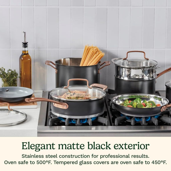 11-Piece Matte Black Elegance Cookware Set, MBK89-112