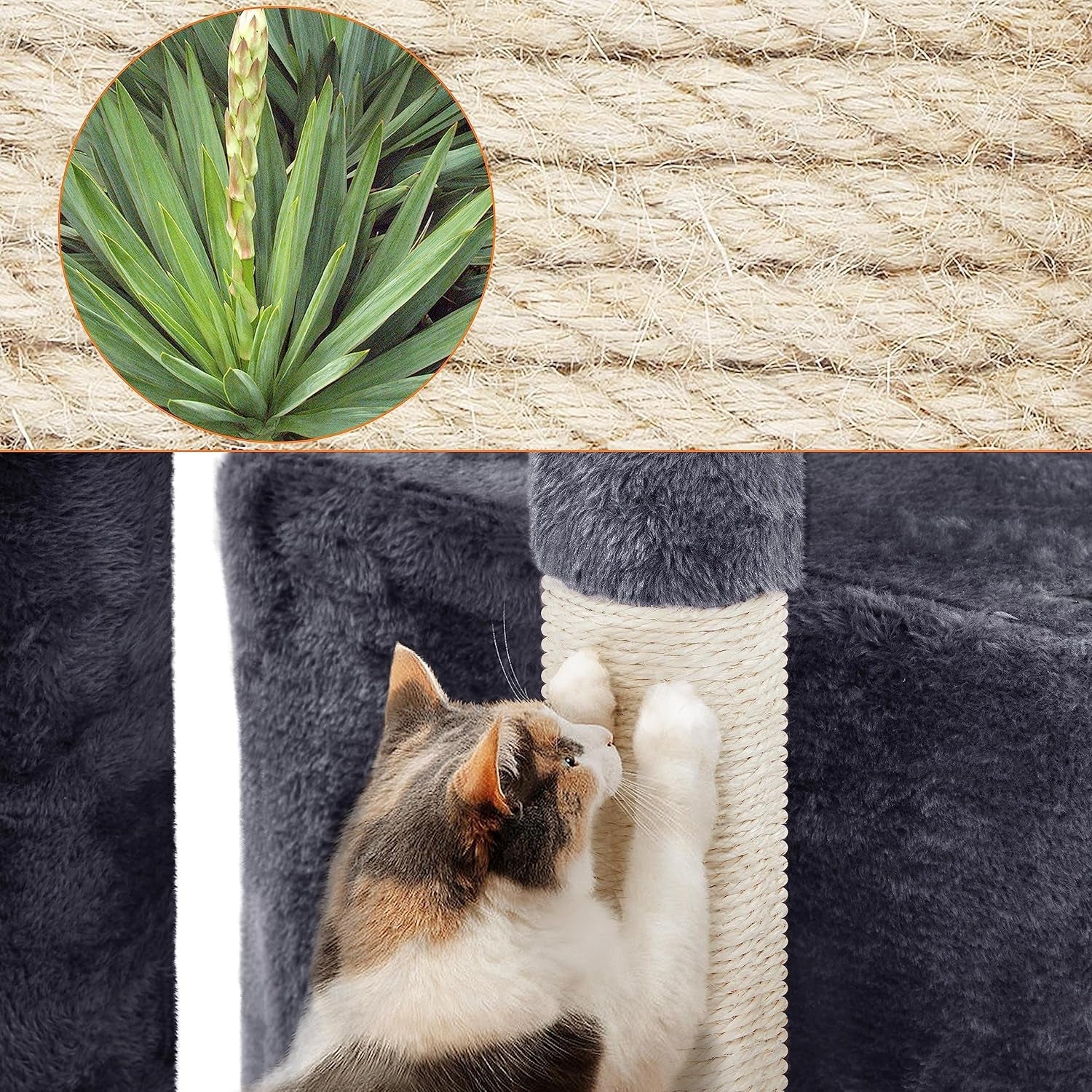 yaheetech-34-5in-scratching-post-cat-scratchers-for-indoor-cats-and-kittens-multifunctional-activity-post-w-sisal-rope-dangling-ball-large-condo-dark-gray
