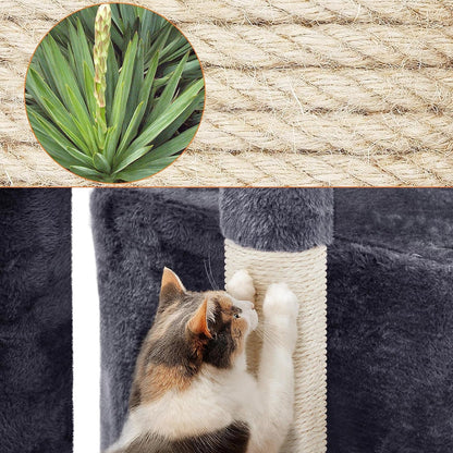 Yaheetech 34.5In Scratching Post, Cat Scratchers for Indoor Cats and Kittens, Multifunctional Activity Post W/Sisal Rope＆Dangling Ball＆Large Condo, Dark Gray4