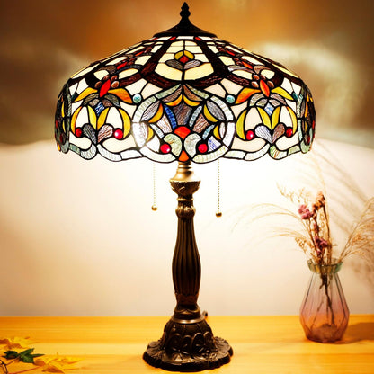 Table Lamp Base Replacement Only (C(W 6 .5 H 24 Inch)) | Fit for 12, 14, 16, 18 Inch Tiffany Style Stained Glass Lampshade, Dark Bronze Finish, Resin, Pull Chain Switch4