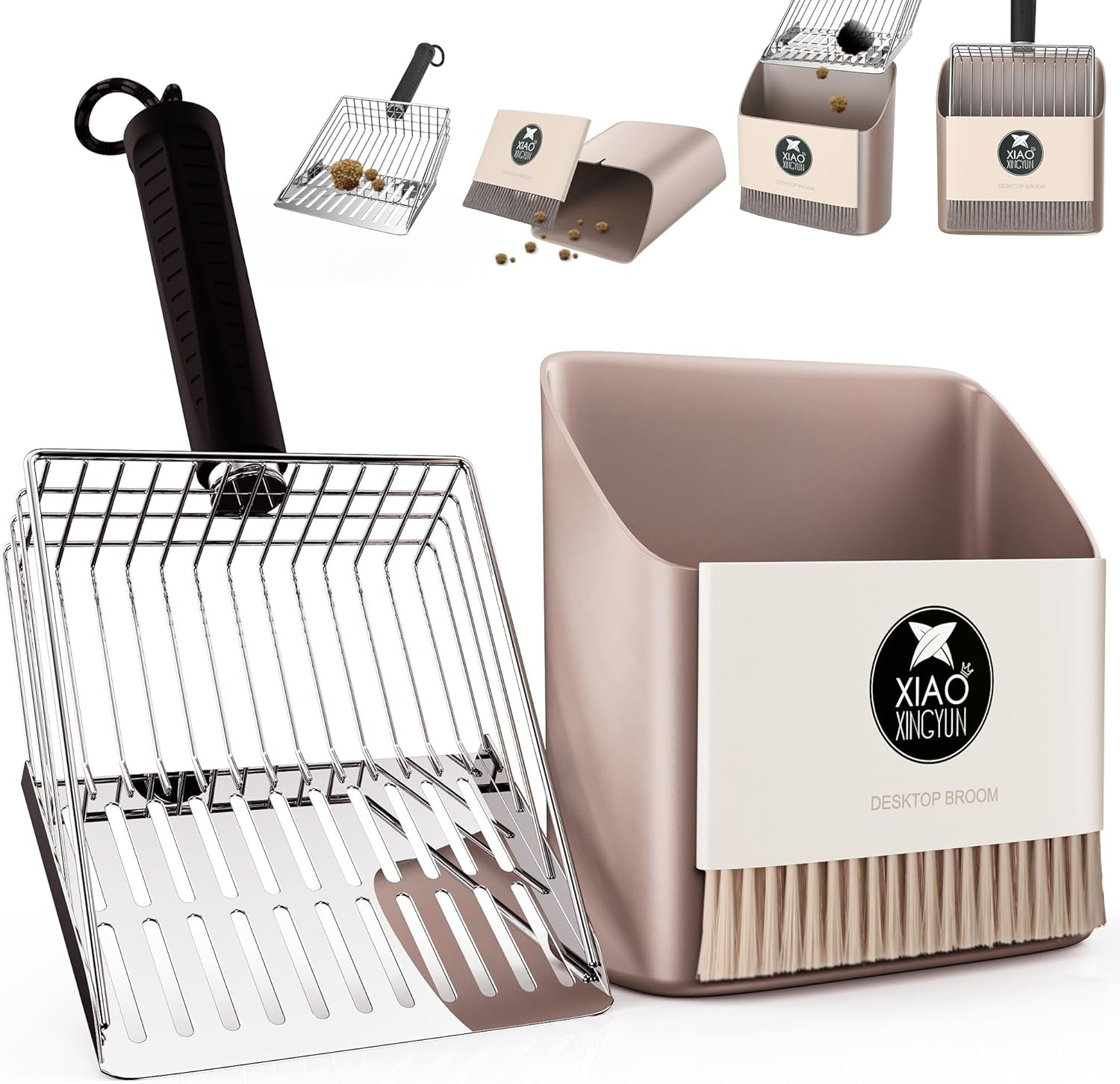 cat-litter-scooper-with-holder-metal-litter-scoop-includes-portable-small-broom-and-dustpan-set-heavy-duty-stainless-steel-litter-scoop-with-coarse-and-fine-grid-quick-sift-and-easy-clean