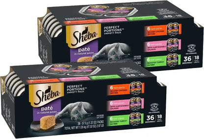 Sheba Perfect Portions Pate Wet Cat Food, Seafood Variety, 2.6 Oz, 24 Ct | Grain-Free, Made in USA, Sustainable Salmon, Signature Seafood & Whitefish Tuna, No Artificial Flavors, Twin-Pack Trays16