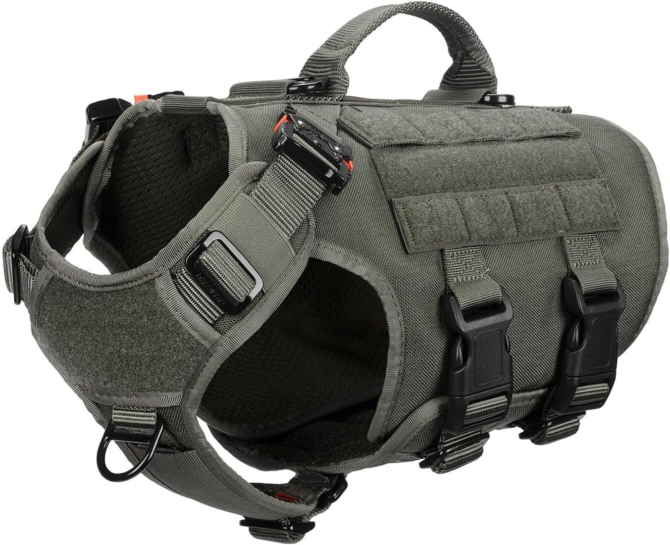 icefang-no-pull-tactical-dog-harness-for-large-dogs-adjustable-dog-vest-control-handle-molle-panel-front-hook-3-leash-clips-soft-padded-for-walking-training-pink-large