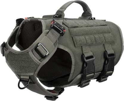 ICEFANG No Pull Tactical Dog Harness for Large Dogs,Adjustable Dog Vest | Control Handle,Molle Panel,Front Hook,3 Leash Clips,Soft Padded,For Walking Training,Pink,Large25