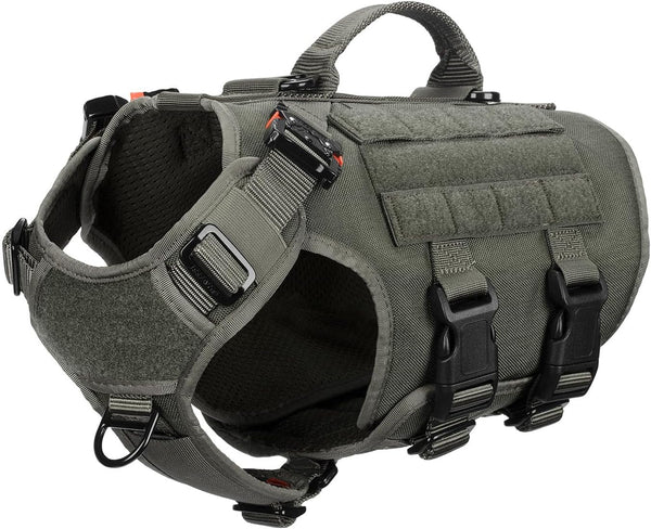 ICEFANG No Pull Tactical Dog Harness for Large Dogs,Adjustable Dog Vest | Control Handle,Molle Panel,Front Hook,3 Leash Clips,Soft Padded,For Walking Training,Pink,Large25