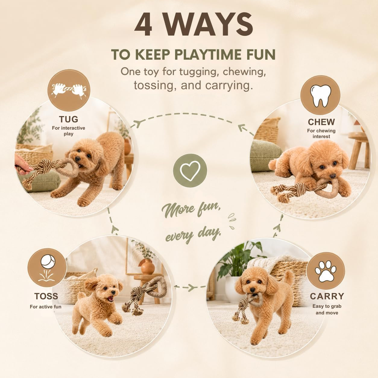 small-dog-toy-puppy-teething-toy-solid-non-toxic-tpr-triangle-ring-natural-cotton-rope-lightweight-2-6-oz-design-for-indoor-play-oral-care-habits-boredom-relief-sand-brown