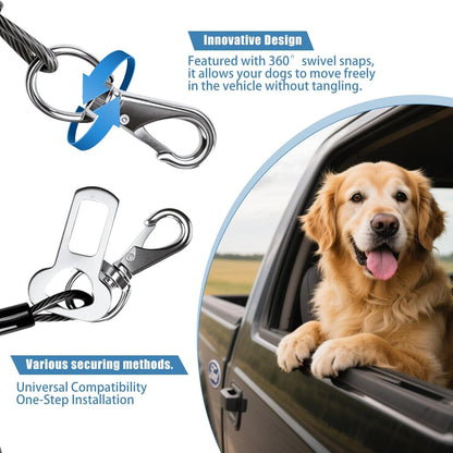 2Pcs Dog Car Seat Belt, Chew Proof Pet Safety Belt for Dogs, 2-In-1 Heavy Duty Dog Car Seatbelt Restraint, Waterproof Steel Wire Dog Leash (Black*2, 24Inch/60Cm)4