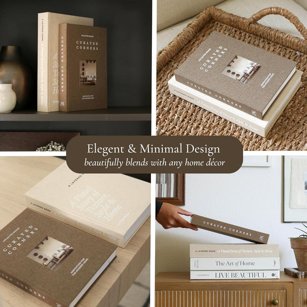 Decorative Books for Home Decor - 2 Linen Fake Books for Decorating Shelf | Faux Book Box Set for Hidden Storage and Decoration - Neutral Coffee Table Book for Any Home Aesthetic, Bookshelf, Shelves7