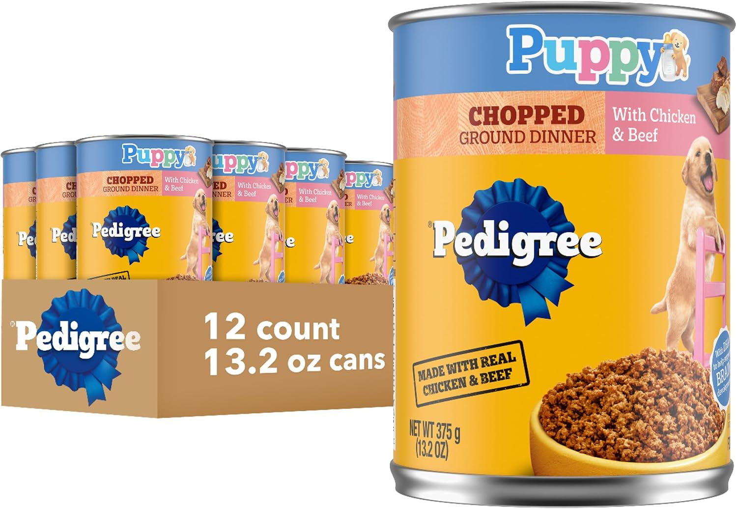 pedigree-puppy-chopped-wet-dog-food-chicken-beef-13-2-oz-12-count-100-complete-balanced-for-puppies-dha-for-brain-development-rich-in-calcium-for-teeth-bones-chicken-beef