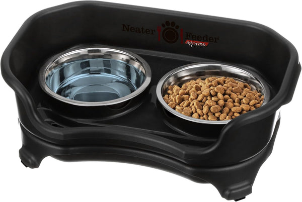 Neater Feeder Express Mess Proof Dog Bowls Elevated for Small Breeds under 15 Lb, Made in USA, No Spill Raised Dog Food Bowl Stand, Stainless Steel Food and Water Bowl Set, Feeding Station, Cappuccino26