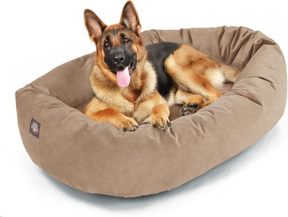 Majestic Pet 32 Inch Suede Calming Dog Bed Washable – Cozy Soft round Dog Bed with Spine Support for Dogs to Rest Their Head - Fluffy Donut Dog Bed 32X23X7 (Inch) - round Pet Bed Medium – Sage17