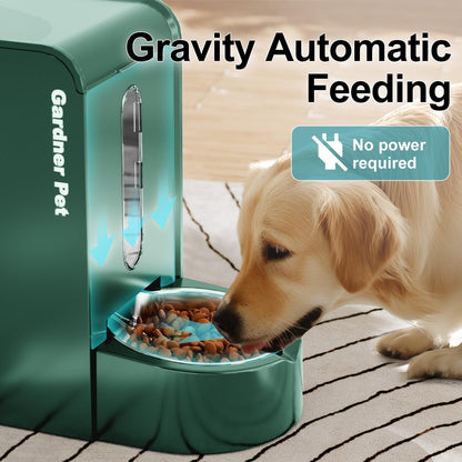 Gardner Pet Automatic Gravity Pet Feeder, 0.8 Gallons*2 Dog Feeder and Water Dispenser Set 100% Bpa-Free, 2-In-1 Gravity Feeder with Stainless Steel Bowl for Dogs, Cats, Rabbits, Puppies (Green)4