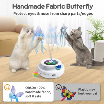 ORSDA Cat Toy, 3-In-1 Automatic Interactive Electronic Moving Ambush Feather, Fluttering Butterfly, Track Balls, USB Rechargeable Powered Smart Indoor Exercise Kicker4