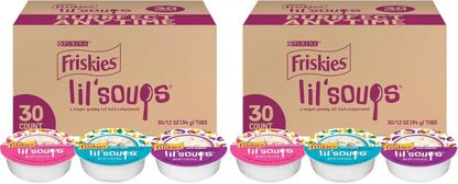 Friskies Purina Grain Free Wet Cat Food Lickable Cat Treats Variety Pack, Lil' Soups with Salmon, Tuna or Shrimp - (Pack of 30) 1.2 Oz. Cups11
