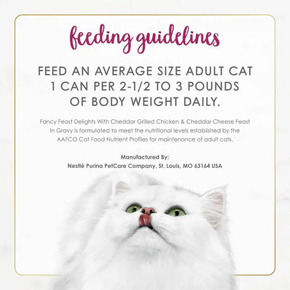 Purina Fancy Feast Delights with Cheddar Grilled Chicken and Cheddar Cheese Feast in Wet Cat Food Gravy Cat Food - (Pack of 24) 3 Oz. Cans8