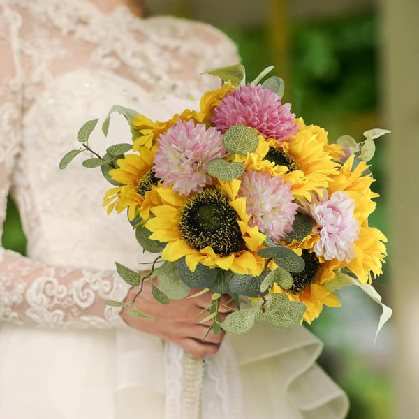 7Pcs Realistic Silk Sunflowers Artificial Flowers,12.6''Fake Sunflowers with Adjustable Long Stem&Detachable Flower Head,Perfect for Home Decor,Wedding,Diy,Sunflowers Decoration for Indoor&Outdoor8