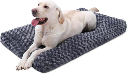 KSIIA Washable Dog Bed Deluxe Plush Dog Crate Beds Comfy Kennel Pad Anti-Slip Pet Sleeping Mat for Large, Jumbo, Medium, Small Dogs Breeds, 35" X 23", Gray15
