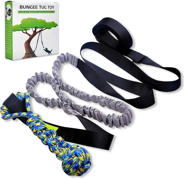 LOOBANI Outdoor Bungee Tug Toy, Interactive Tree Hanging Dog Toys, Black | Durable, Tug of War, Exercise Play Cord & Tether, Chew Rope Toy, Muscle Building & Bite Training, for Small to Large Dogs1