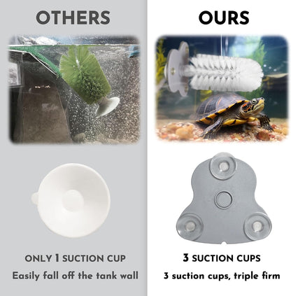 Turtle Brush with Suction Cup for Tank, Three High Suction Power Suction Cup Turtle Shell Cleaning Brush, White3