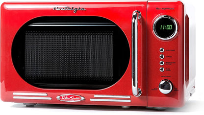 Retro Compact Countertop Microwave Oven - 0.7 Cu. Ft. - 700-Watts with LED Digital Display - Child Lock - Easy Clean Interior - Red1