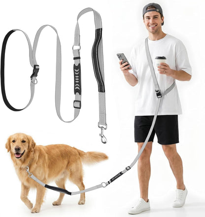 Xiaz Hands Free Dog Leash,Versatile Crossbody Dog Leash,5.9-7.9 FT Waist Belt with Double Handles for Small Medium and Large Dogs Walking, Running and Jogging, Red11