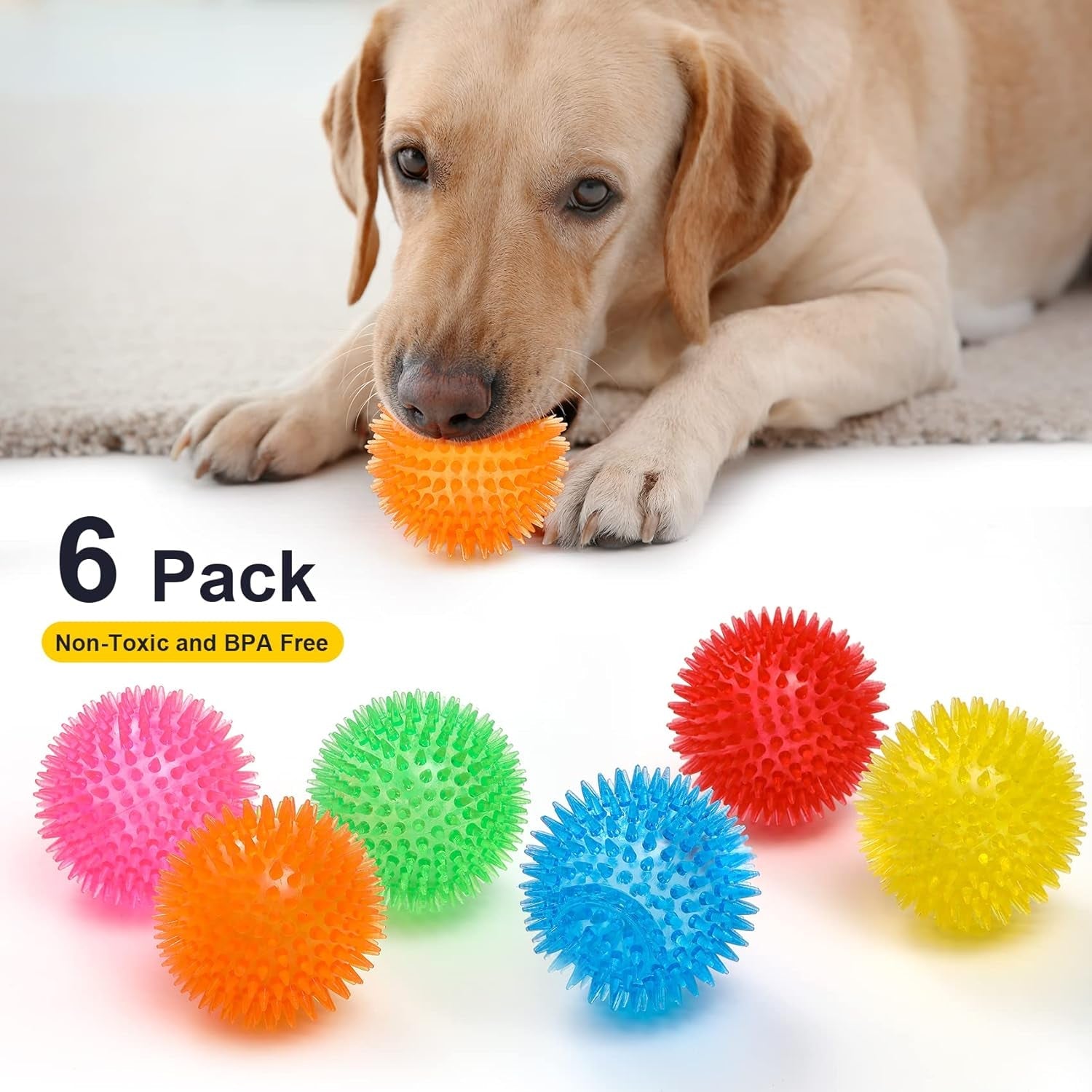 vitever-3-5-squeaky-dog-toy-balls-6-colors-puppy-chew-toys-for-teething-bpa-free-non-toxic-spikey-dog-balls-for-medium-large-small-dogs-durable-toys-for-aggressive-chewers