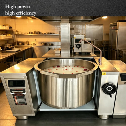 200L Commercial Tilting Induction Skillet, 25KW High Power Stir Fry Wok, 800Mm Diameter 420Mm Depth, Full Stainless Steel & Cast Iron, Heavy Duty for Restaurant Central Kitchen Food Processing7