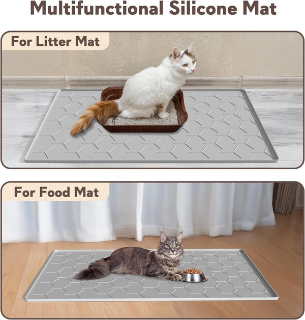 Garoopion Silicone Cat Litter Mat Large 40" X 28", Easy to Clean, Gray | Large Size Waterproof Silicone Mat with Raised Edges, Catch Litter, Protect Floor from Urine, Multi-Use for Dog/Sink/Kitchen6