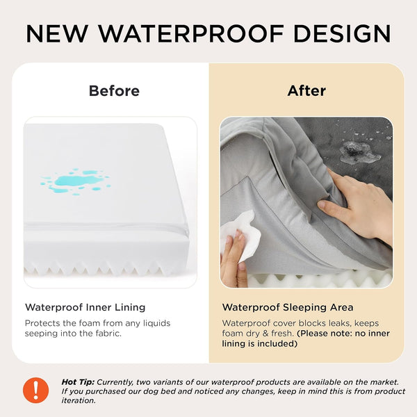Bedsure Orthopedic Dog Beds Large Sized Dog - Washable Large Dog Cat Bed Waterproof, Comfort Dogs Couch Sofa with Washable Removable Cover, Pet Bed with Nonskid Bottom, Grey, 35"4