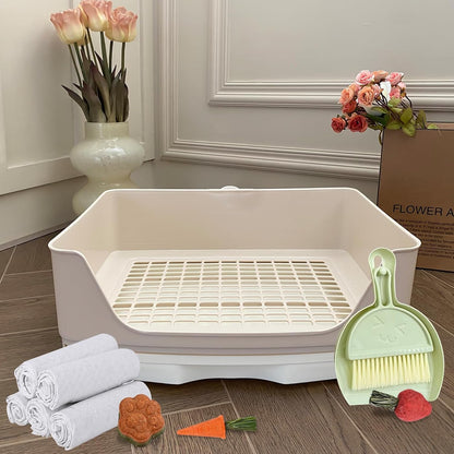 Large Rabbit Litter Box Bunny Potty Training Corner Litter Pan with Drawer Comes with Liners Rabbit Pee Pads, Small Animal Bedding Toilet for Adult Guinea Pig, Ferret, Hamster, Bunnies7