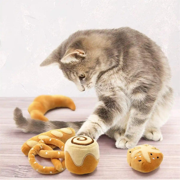 Ciyvolyeen 6 Pack Plush Bread Catnip Toys for Indoor Cats | Interactive Cat Toy, Soft Plush, Organic Catnip, Bite-Resistant, Boredom Relief, Bread Shapes Trigger Natural Predatory Play8