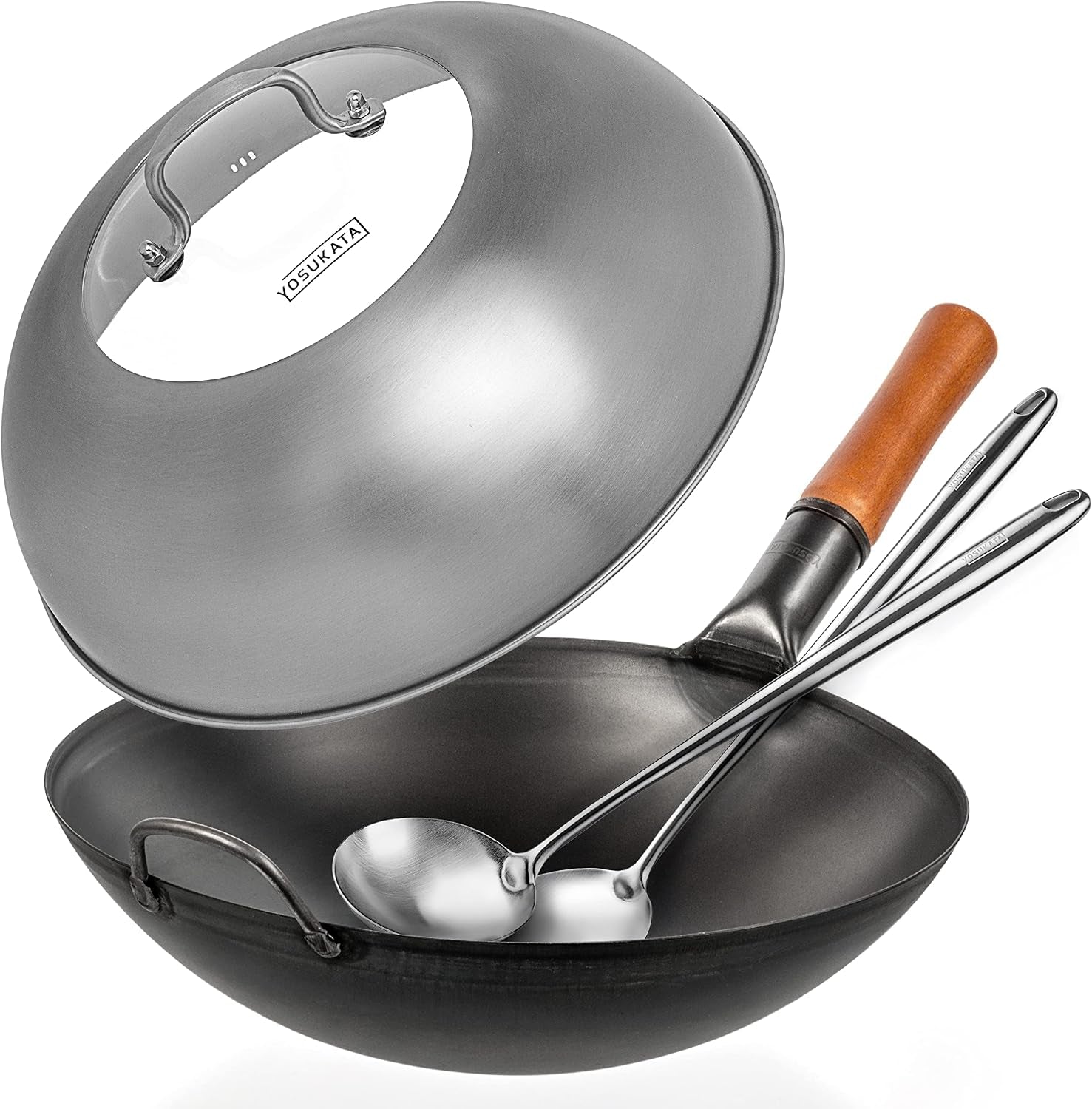 carbon-steel-wok-pan-14-woks-and-stir-fry-pans-with-lid-13-6-inch-premium-stainless-cover-with-tempered-glass-insert-steam-holes-17-spatula-and-ladle