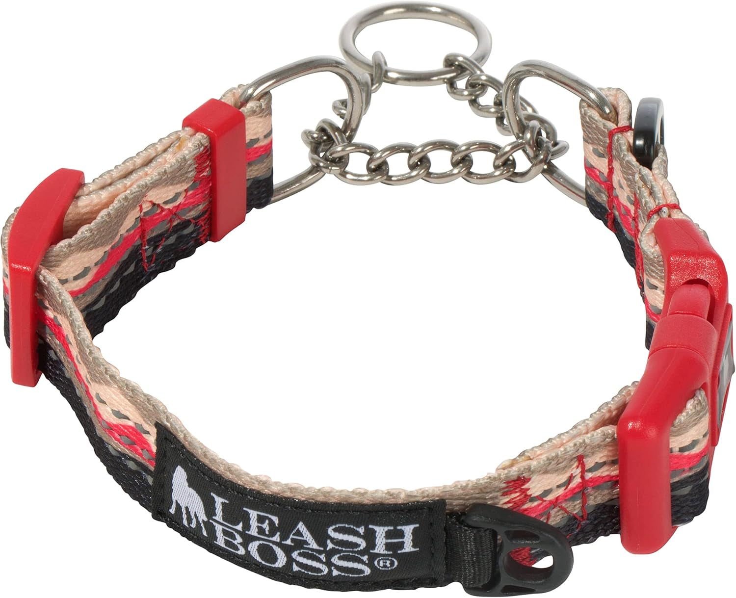 leash-boss-martingale-collar-for-dogs-steel-chain-reflective-nylon-dog-collar-for-large-dogs-medium-and-small-dogs-no-pull-pet-training-collar-small
