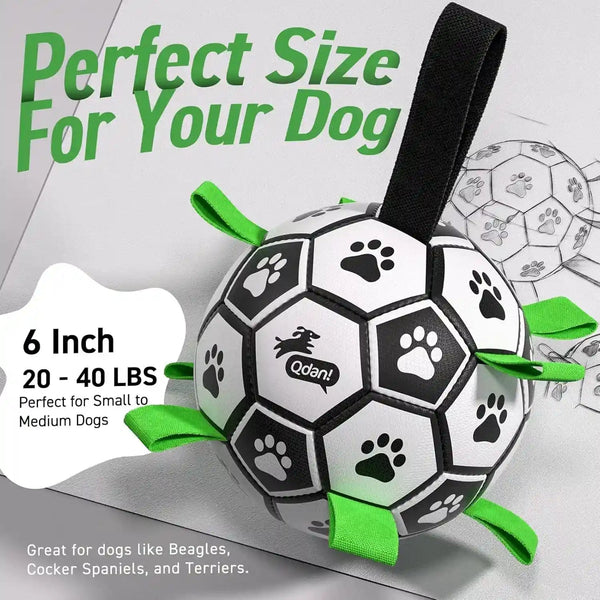 QDAN Dog Toys Dog Balls, 6 Inch Dog Soccer Ball with Straps, Herding Balls | Dog Birthday Toy, Balls for 20-40Lbs Dogs, Outdoor Puppy Toys to Keep Them Busy, Interactive Toy for Tug, Pool Water Toy Ball8