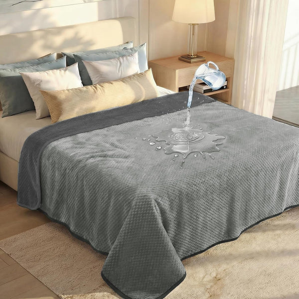 Luciphia Waterproof Blanket for Large Dog Ultra-Soft & Calming Pet Throw Reversible Warm Fleece Durable Furniture Crate Couch Bed Cover Protector Machine Washable Leakproof Beige L (65''X57'')12