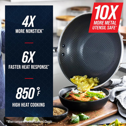Hybrid Nonstick Stainless Steel 12” Wok with Lid, Pfas-Free Ceramic Diamond Bond Stir-Fry Pan, Induction Ready, Dishwasher & Oven Safe, Metal Utensil Safe, Stay-Cool Handle, Silver4