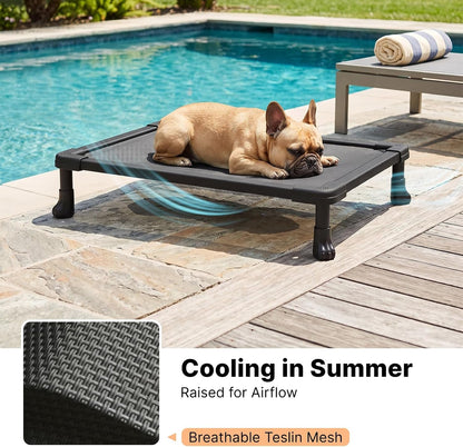 Veehoo Elevated Dog Bed Small, Chew Proof Dog Bed Pre-Assembled, 24" X 17" | Cooling Raised Dog Bed, Indestructible Dog Bed for Crate, Non-Slip Feet, Breathbale Teslin Mesh, Indoor Outdoor Use, Black4